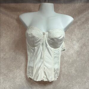 Dominique Ivory Lace Strapless Long line Bra with Underwire